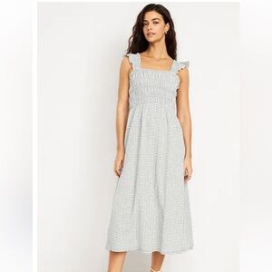 Women's Green Gingham Midi Dress